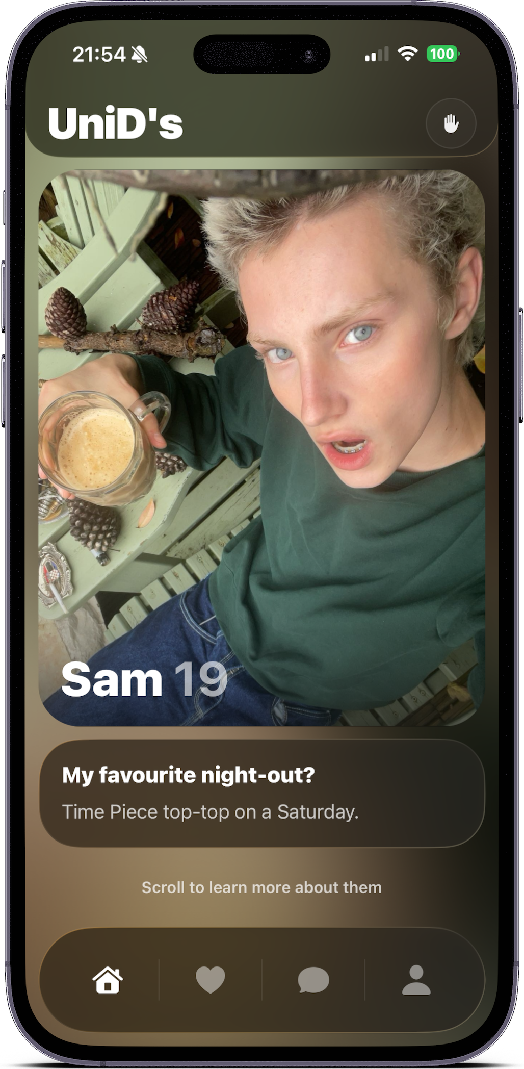 Preview of the UniDit iPhone app home screen